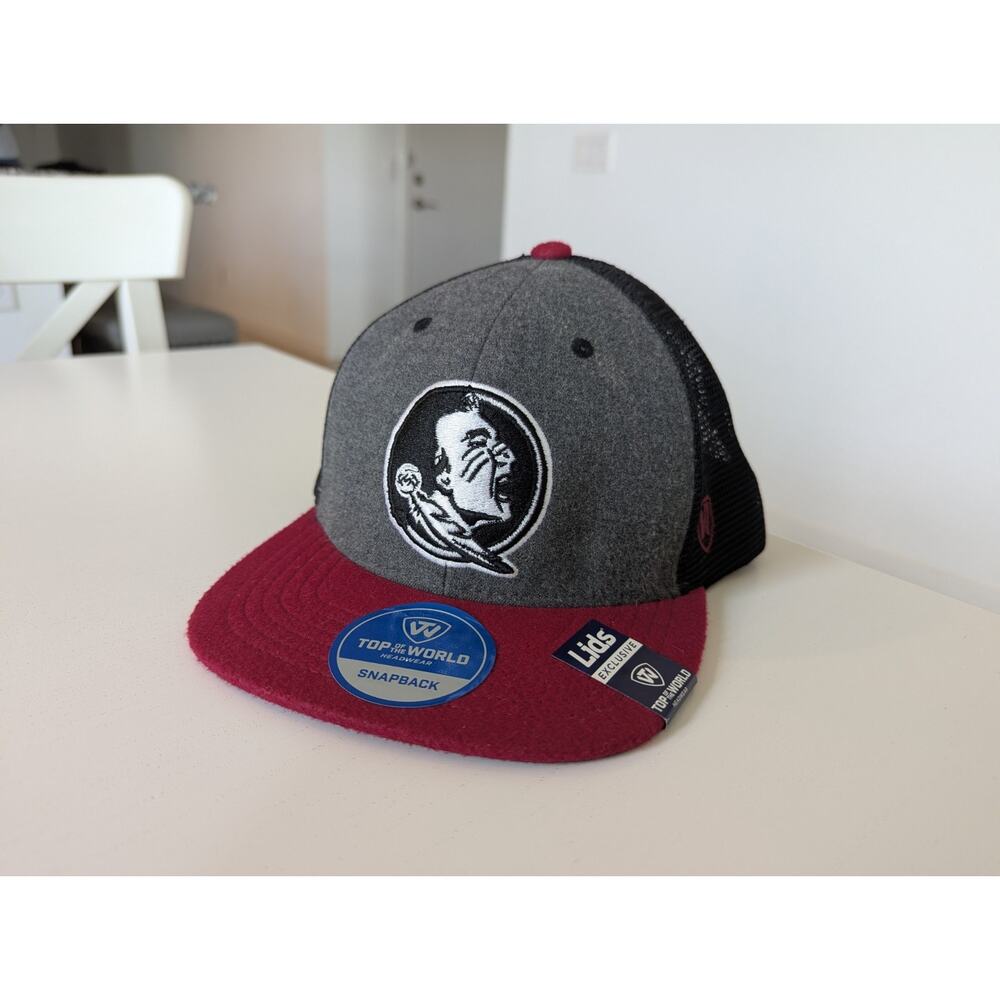 Top Of The World FSU Seminoles Lids Exclusive Snapback Trucker Hat Grey Garnet